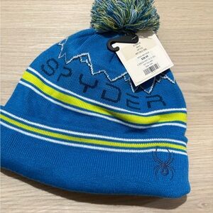 Spyder Blue and Green Men’s Pom-Pom Beanie